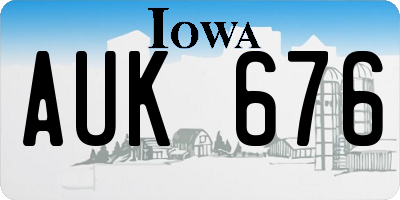 IA license plate AUK676