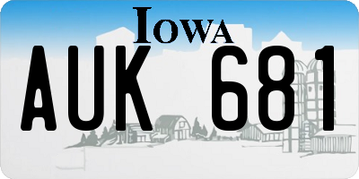 IA license plate AUK681