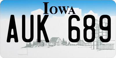 IA license plate AUK689
