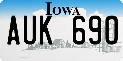IA license plate AUK690