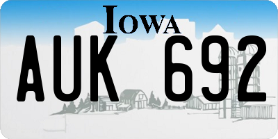IA license plate AUK692