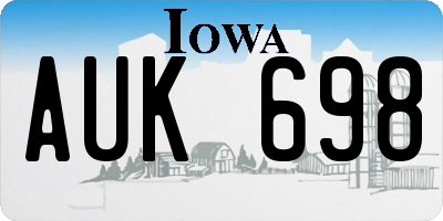 IA license plate AUK698