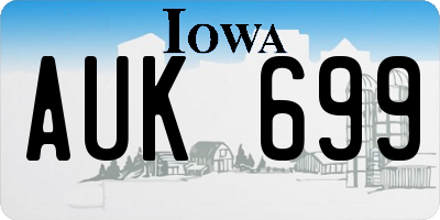 IA license plate AUK699