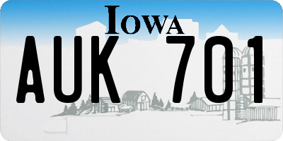 IA license plate AUK701