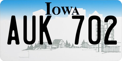 IA license plate AUK702