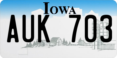 IA license plate AUK703
