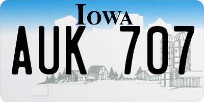 IA license plate AUK707