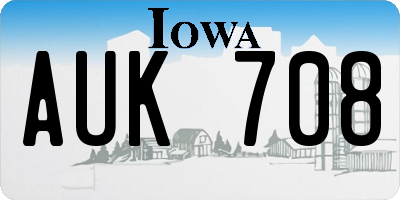 IA license plate AUK708
