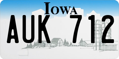 IA license plate AUK712