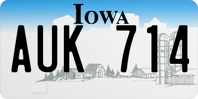 IA license plate AUK714