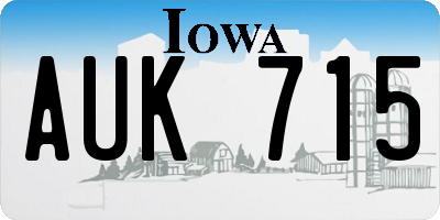 IA license plate AUK715