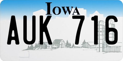 IA license plate AUK716