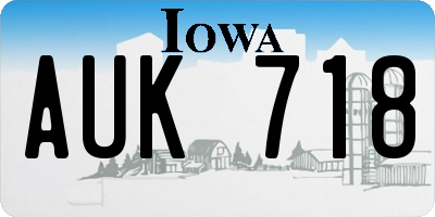 IA license plate AUK718