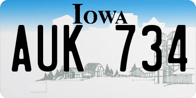 IA license plate AUK734