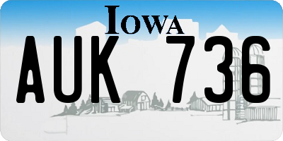IA license plate AUK736