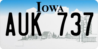 IA license plate AUK737