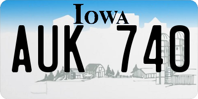 IA license plate AUK740