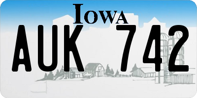 IA license plate AUK742