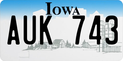 IA license plate AUK743