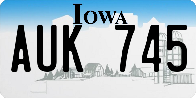 IA license plate AUK745