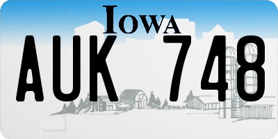IA license plate AUK748