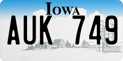 IA license plate AUK749