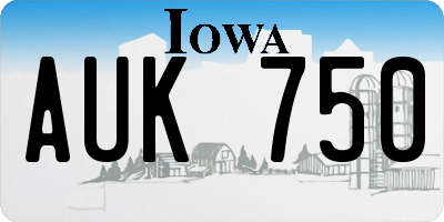 IA license plate AUK750