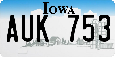 IA license plate AUK753