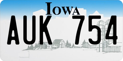 IA license plate AUK754