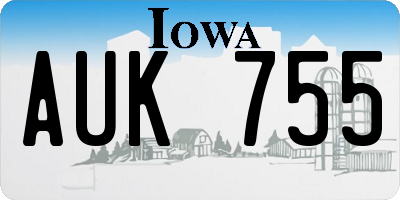 IA license plate AUK755