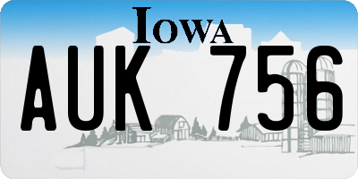 IA license plate AUK756