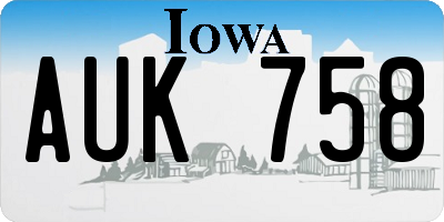 IA license plate AUK758
