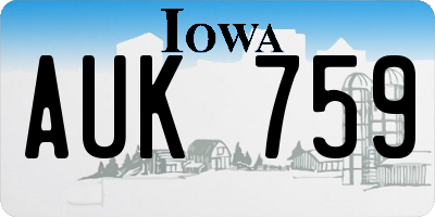 IA license plate AUK759