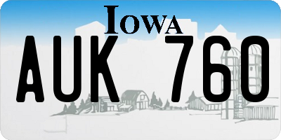 IA license plate AUK760