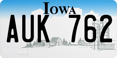 IA license plate AUK762