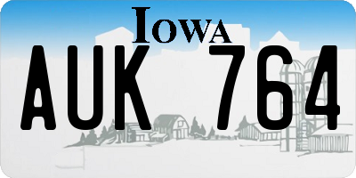 IA license plate AUK764