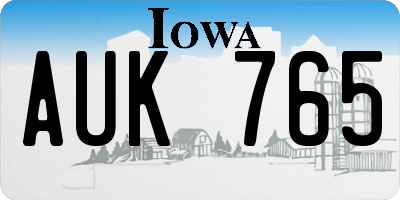 IA license plate AUK765