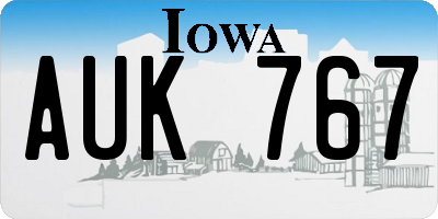 IA license plate AUK767