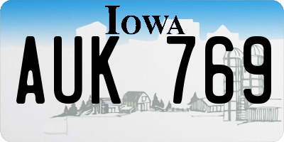IA license plate AUK769
