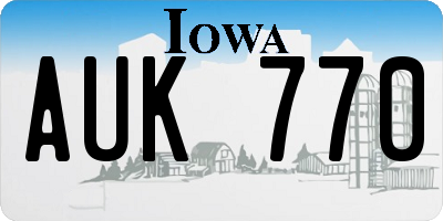 IA license plate AUK770