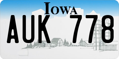 IA license plate AUK778
