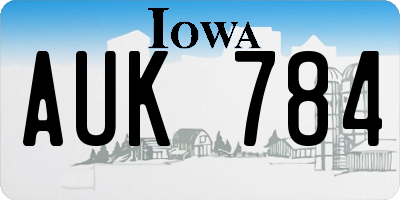 IA license plate AUK784