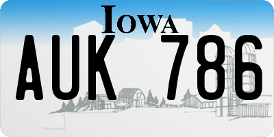 IA license plate AUK786
