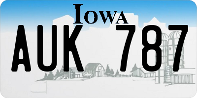 IA license plate AUK787