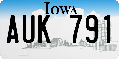 IA license plate AUK791