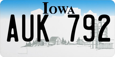 IA license plate AUK792