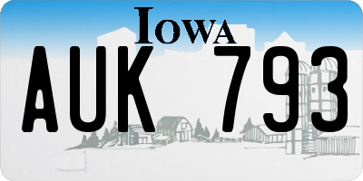 IA license plate AUK793