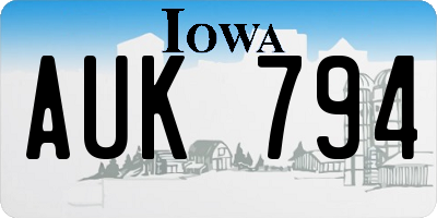 IA license plate AUK794