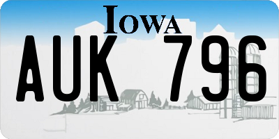 IA license plate AUK796
