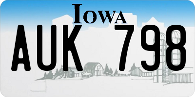 IA license plate AUK798